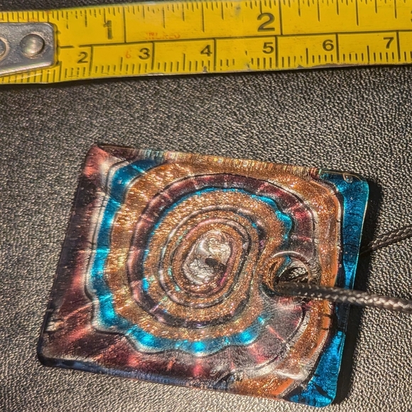 Purple, Blue and Gold  Glass Pendant Necklace - Picture 3 of 4